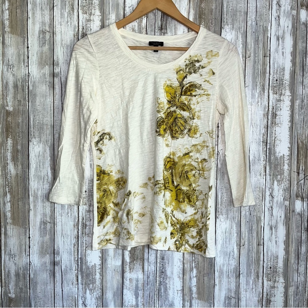 Talbots Cream Printed 3/4 Sleeve Blouse
